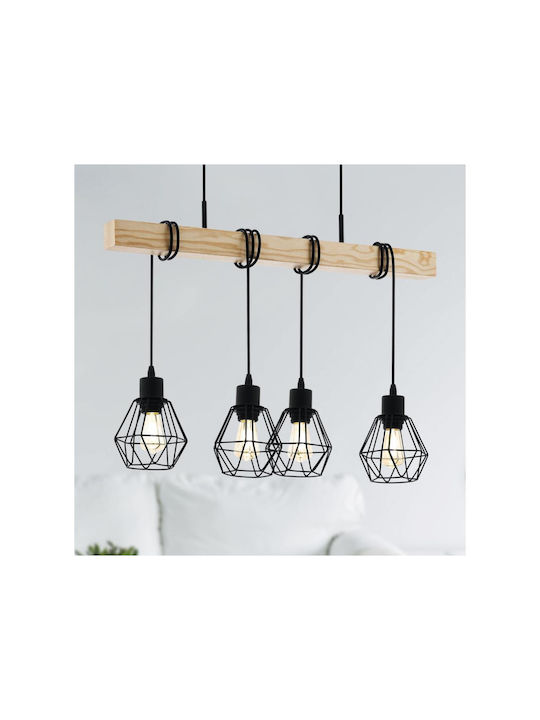 Eglo 44075 Pendant Ceiling Light Townshend 4xe27 60w 230v FSC Certified