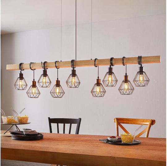 Eglo 44077 Pendant Ceiling Light Townshend 9xe27 60w 230v FSC Certified
