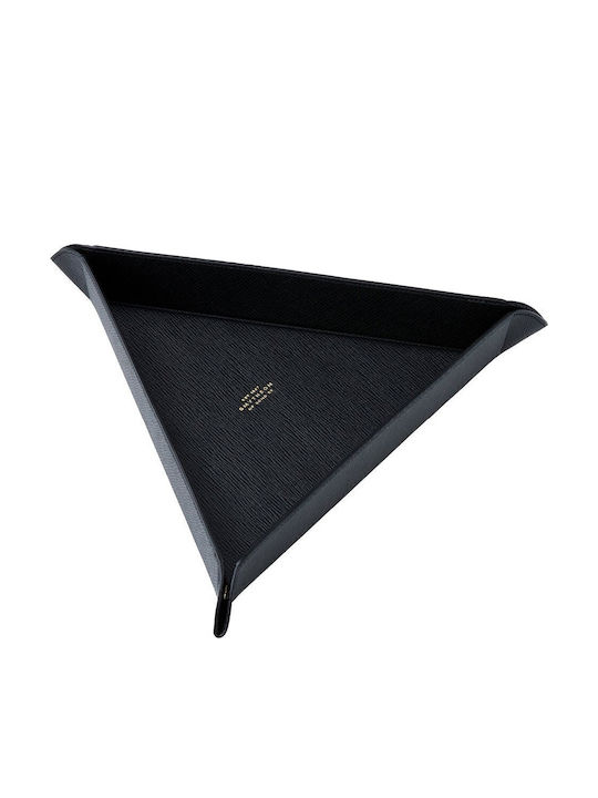 Smythson Triangle Trinket Tray Leather Black
