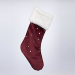 Eurolamp Velvet Bordeaux Sock with Golden Snowflakes 25x45cm 600-46032