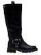 Synthetic Leather Women's Boots with Zipper Black