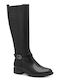 Leather Women's Boots with Rubber / Zipper Black