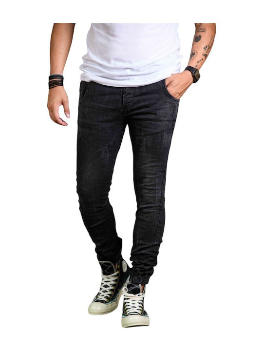 Men's Elastic Jeans Pants with Slim Fit Black