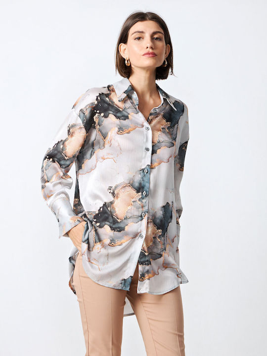 Passager Women's Satin Long Sleeve Shirt Grey