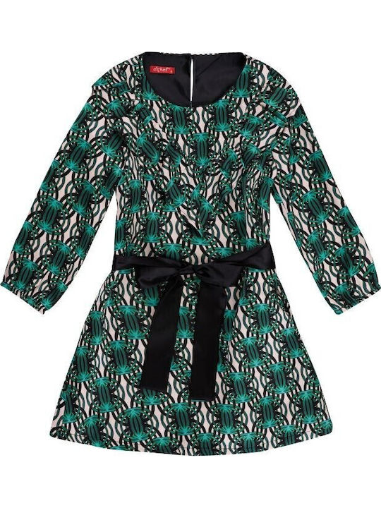 Kinderkleid Langärmelig Satin Türkis