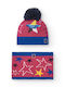 Kids Beanie Set with Scarf Knitted Blue