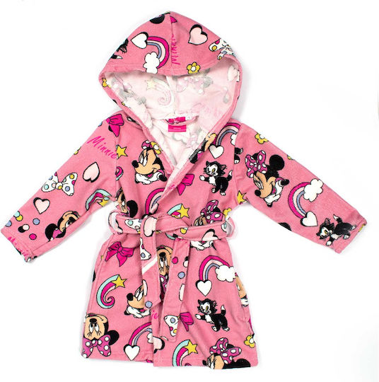 Disney Kinderbademantel Rosa mit Kapuzen-