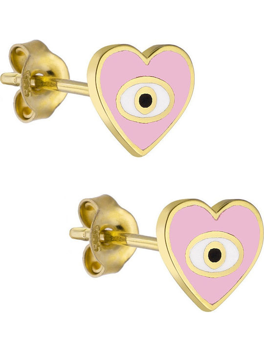 Senzio Belibasakis Kids Earrings Studs Hearts from Gold 14K