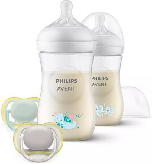 Philips Set of Plastic Baby Bottles Anti-Colic with Silicone Teat for 1+ Months 260ml