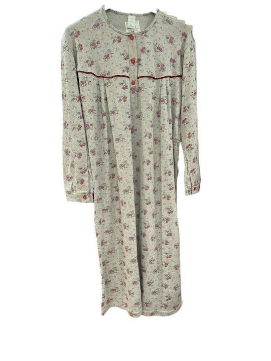 Nina Club Winter Cotton Women's Nightdress Grey