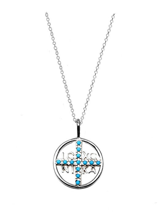 Polytimo Necklace Constantine Talisman made of White Gold 14K