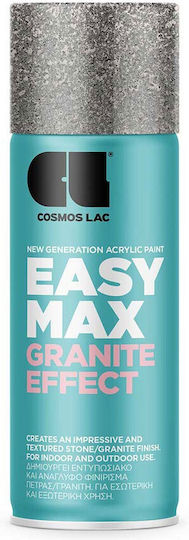 Cosmos Lac Σπρέι Βαφής Easy Max Granite Effect Ακρυλικό Σαγρέ Φινίρισμα Γρανίτη Πέτρας 400ml 933 Μαυρο