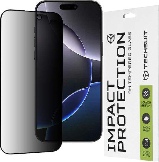 Techsuit 111d Adeziv complet Privacy Full Face Tempered Glass Negru (iPhone 17 Pro Max / iPhone 16 Pro Max)