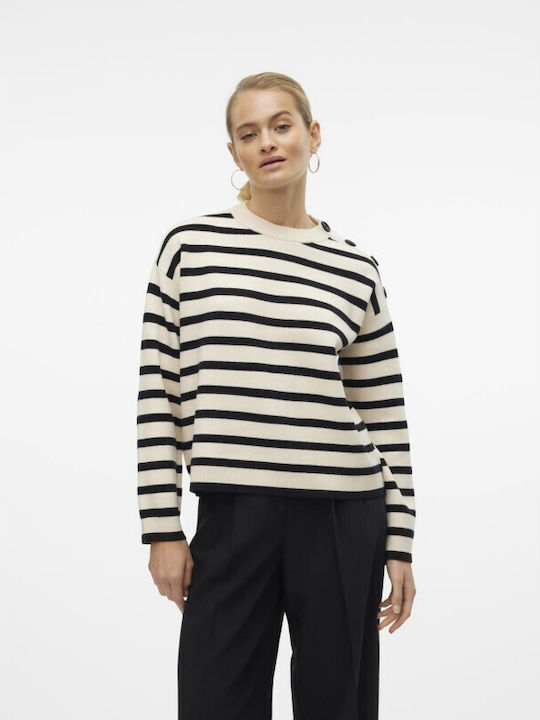 Vero Moda Women's Sweater Striped Beige