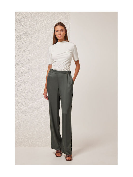 Enzzo Women's Fabric Trousers khaki