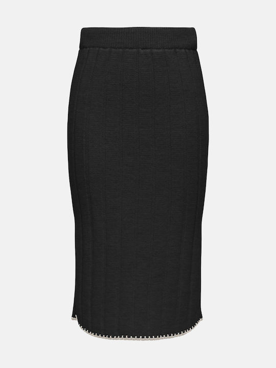 Only High Waist Midi Skirt Black