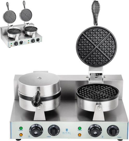 Double Round Teflon Waffle Maker 18.5cm Diameter
