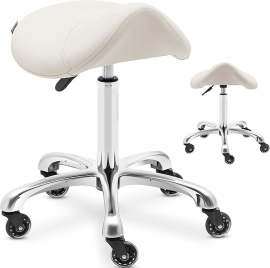 Beige Saddle Stool Cosmetic Stool On Wheels York Up To 150 Kg