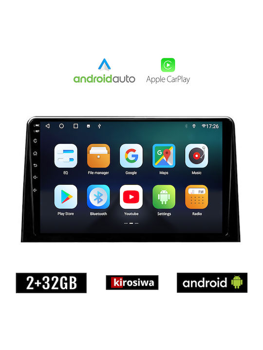Kirosiwa Автомобилна Аудио Система (Блутут/USB/AUX/WiFi/GPS/Apple-Carplay/Android-Auto) с Тъчскрийн 10"