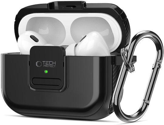 Tech-Protect Defender Hook Magsafe Θήκη Σιλικόνης με Γάντζο σε Μαύρο χρώμα για Apple AirPods Pro 2