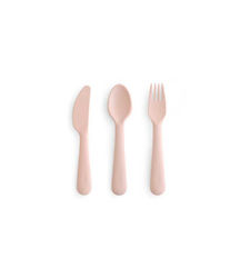 Mushie Set von Baby Besteck aus Kunststoff Rosa 3 Stück