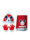 Kids Beanie Set with Scarf & Gloves Fabric Red