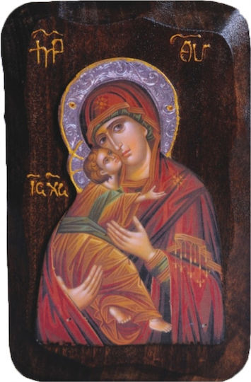 Icoană din lemn cu Fecioara Maria și Iisus Hristos R2 22x16 cm