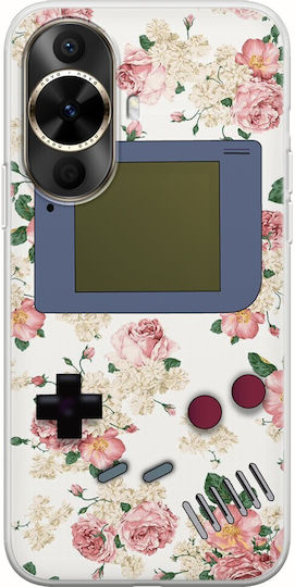 Floral Gameboy Huawei Nova 12s Flexible Tpu Διάφανη Σιλικόνη