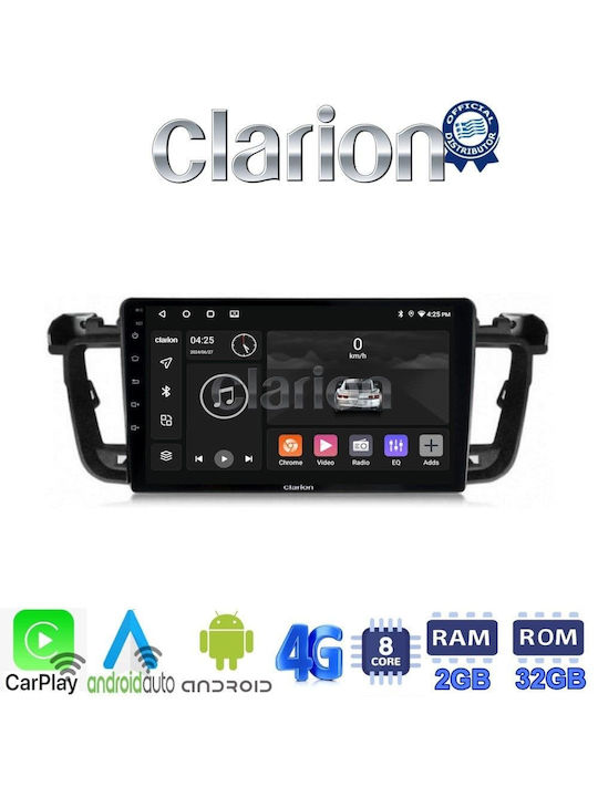 Clarion Auto-Audiosystem für Peugeot 508 2010>2017 (Bluetooth/USB/WiFi/GPS/Apple-Carplay/Android-Auto) mit Touchscreen 9"
