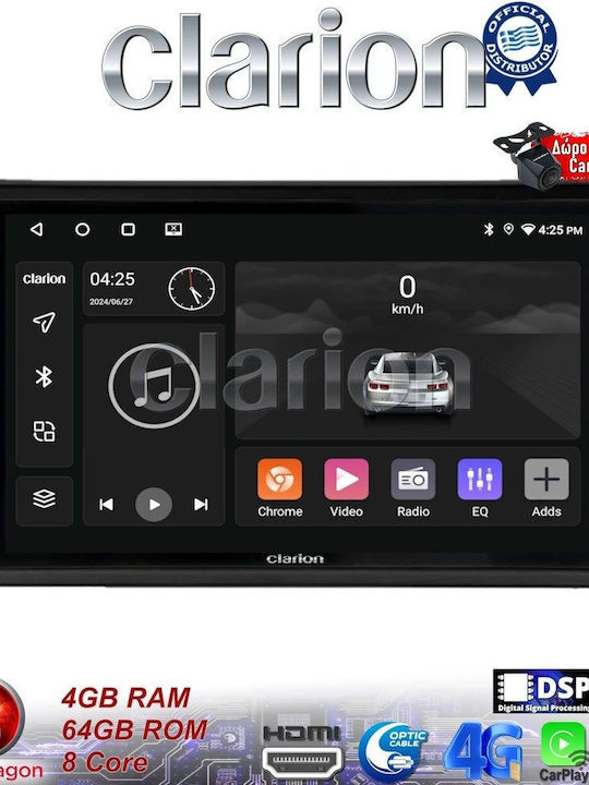 Clarion Car Audio System for Renault Express 2023 > (Bluetooth/USB/WiFi/GPS/Apple-Carplay/Android-Auto) with Touch Screen 9"