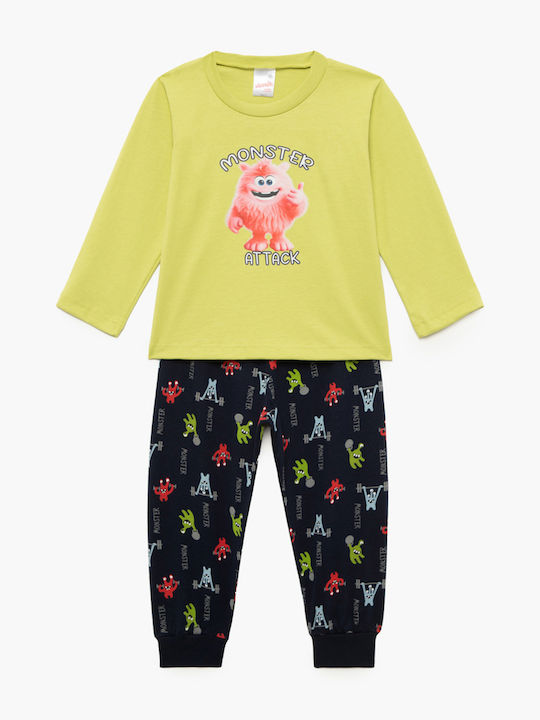 Minerva Kinder Schlafanzug Winterlich Lime Monster