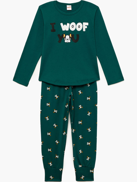 Minerva Παιδική Πιτζάμα Χειμωνιάτικη Green Alpine I Woof You Minerva Παιδική Πιτζάμα Χειμωνιάτικη Green Alpine I Woof You