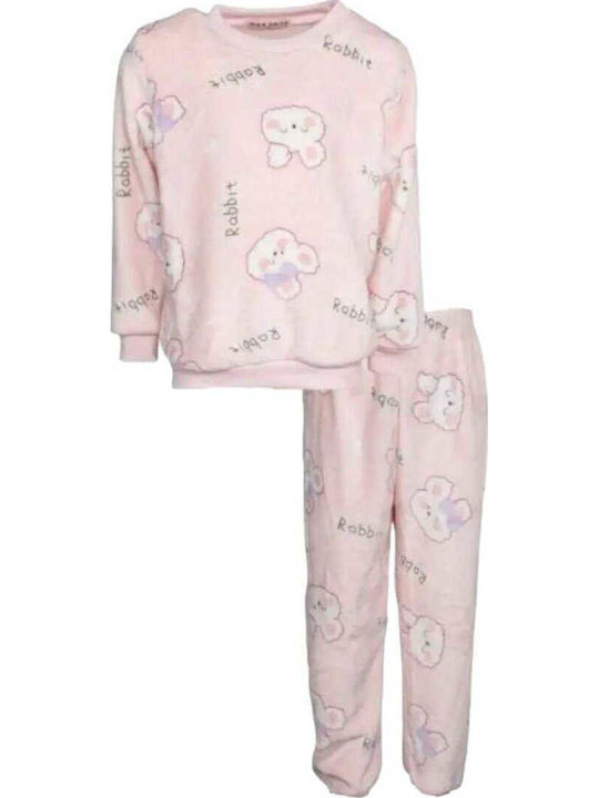 Evita Kinder Schlafanzug Winterlich Samtig Pink