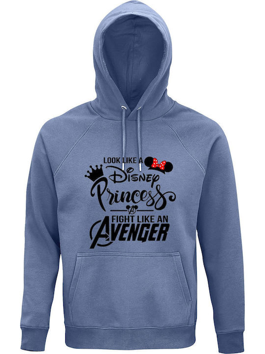 Παιδικό Φούτερ με Κουκούλα και Τσέπες Blue Look Like A Disney Princess Fight Like An Avenger