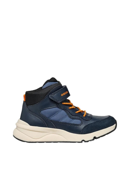 Geox Kids PU Leather Boots Navy Blue