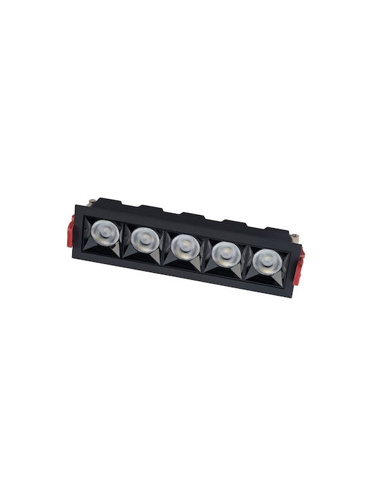 Nowodvorski Rectangle Recessed Spot with Integrated LED and Natural White Light Black 19.5x4.5cm. 1pcs