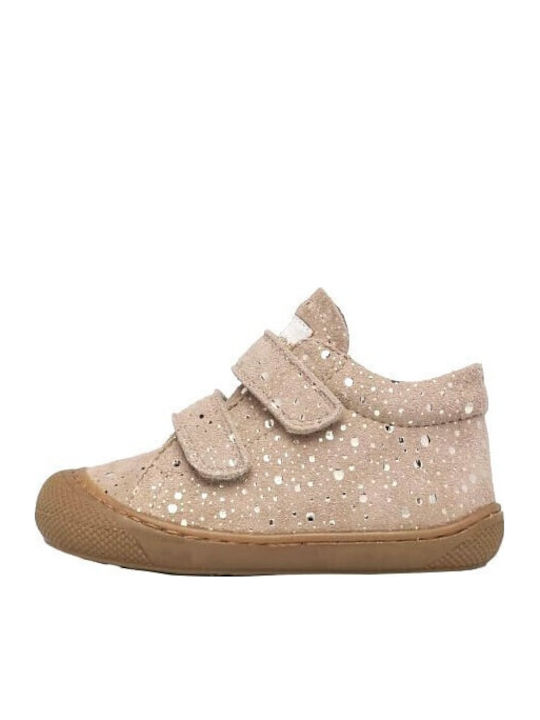 Lederne Kinderstiefeletten mit Klettverschluss Beige