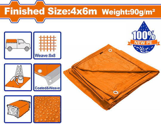 Wadfow Wasserdicht Plane 90gr/m² 6x4m. Licht Typ Mehrfarbig