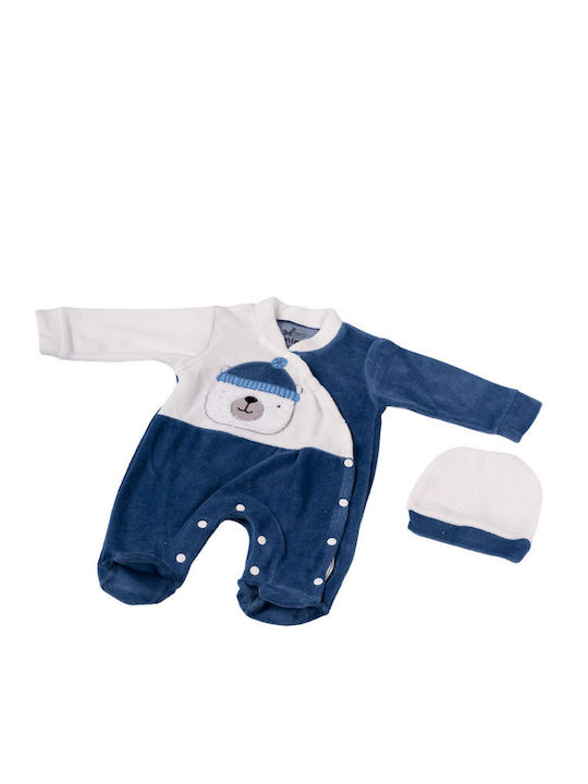 Evita Baby Bodysuit with Hat BLUE