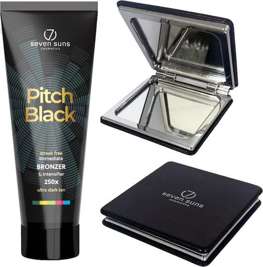 7Suns Cosmetics Pitch Black + Double Mirror Selbstbräuner Körper Creme Ultra Dunkel 250ml