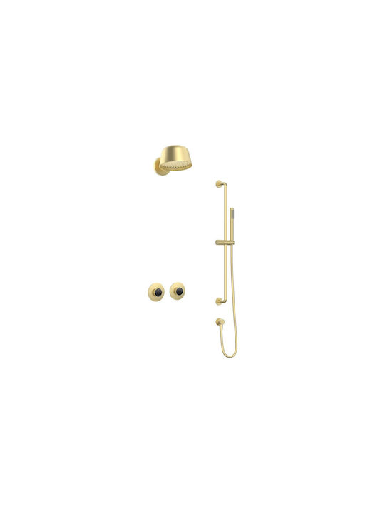 Sparke Built-in Mixer, Hand Shower & Shower Head Set for Shower 2 Exits Gold