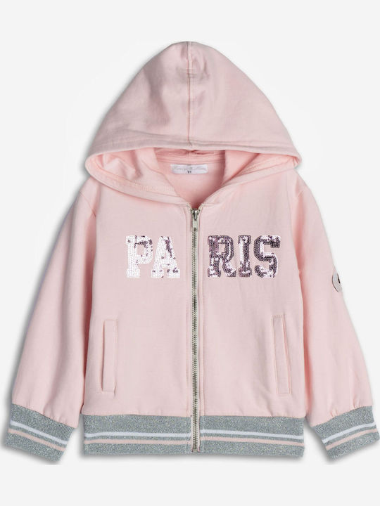 Kids Sweatshirt Cardigan Cotton with Hood Candy Pink