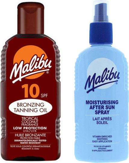 Malibu Tanning Oil Spf10 200ml + After Sun Spray Balm 200ml