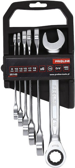 Flachschlüssel Ratschen-Set 6-tlg 8-19mm CrV Proline