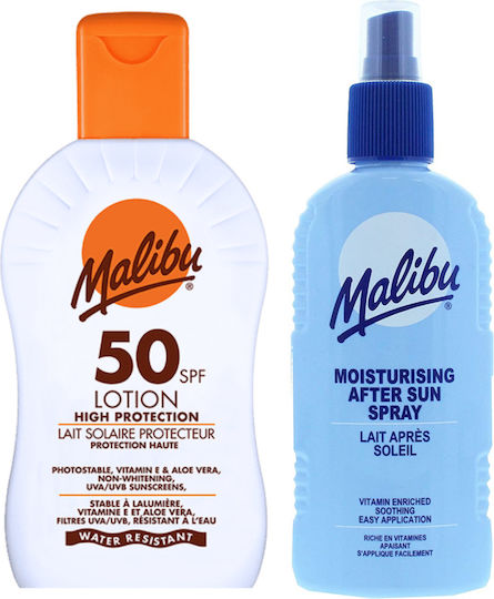 Malibu Spf50 Waterproof Balm 200ml + After Sun Spray Balm 200ml