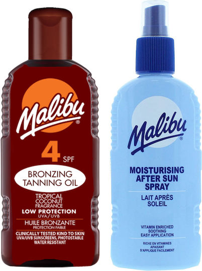 Malibu Tanning Oil Spf4 200ml + After Sun Spray Balm 200ml