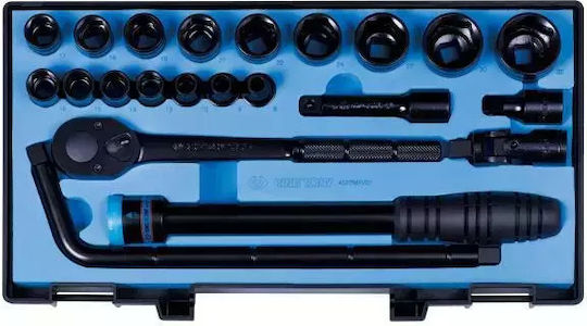 KT Socket Set 1/2" Ratchet 22 Pieces