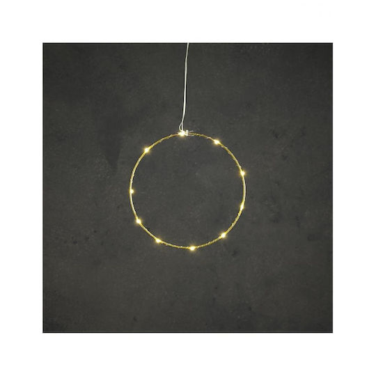 Στεφάνι Χρυσό 10led Λαμπάκια Warm White/μπαταρία Φ20cm