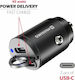 Swissten Auto-Ladegerät 45W 3A Schnellladung mit Anschlüssen: 1xUSB 2xType-C Schwarz Farbe