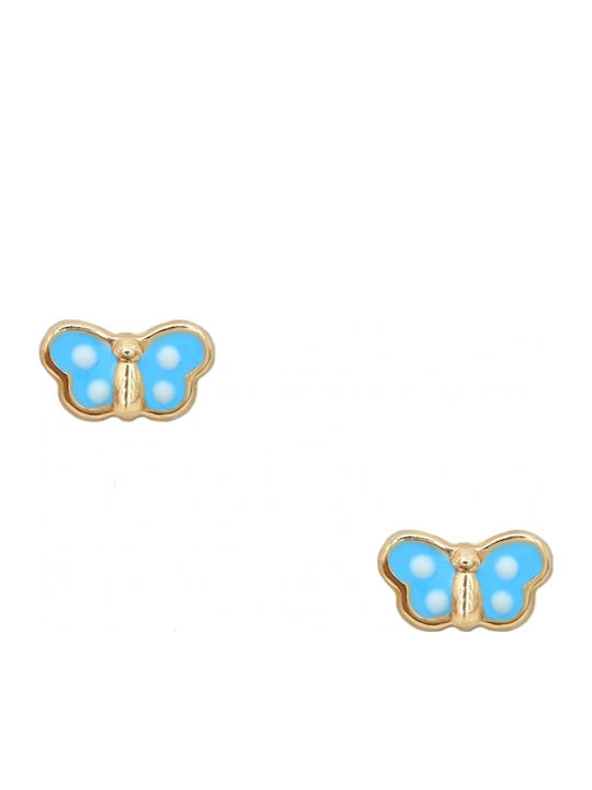 Polytimo Детски Обеци Studs Пеперуди от Злато
